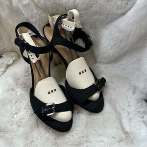 Via Spiga Suede Leather Open Toe Ankle Buckle Platform Jute HeelSandals Black 8